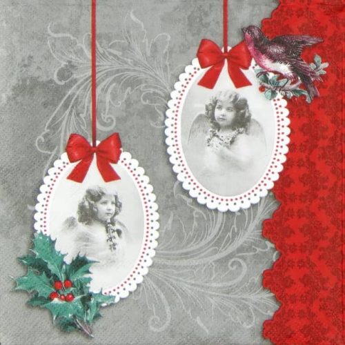 Paper Napkin - Vintage Angels Grey