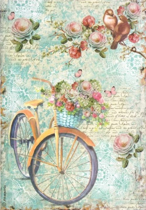 Rice Paper - Bike & Branch & Flowers