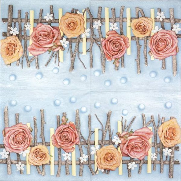 Paper Napkin - Pastel roses composition
