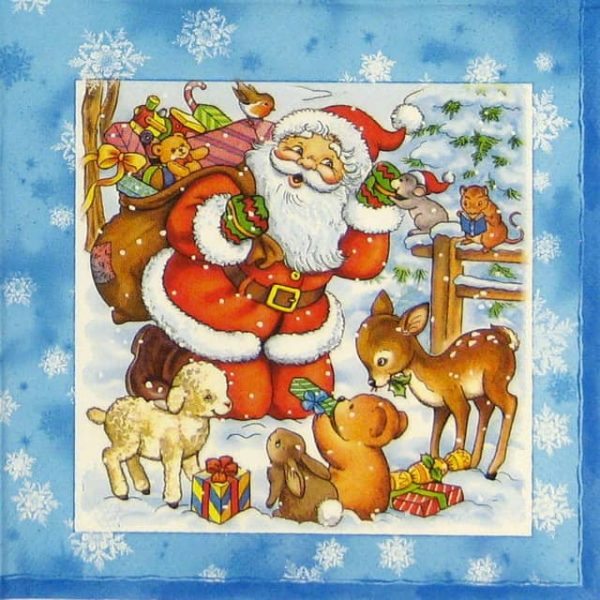 Paper Napkin - Santa and Pet