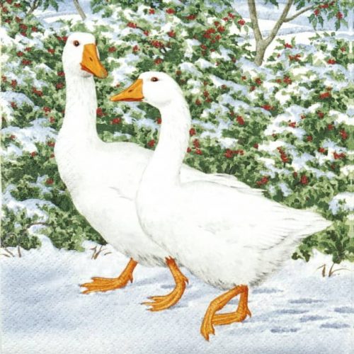 Single Decoupage Napkin - Geese Couple