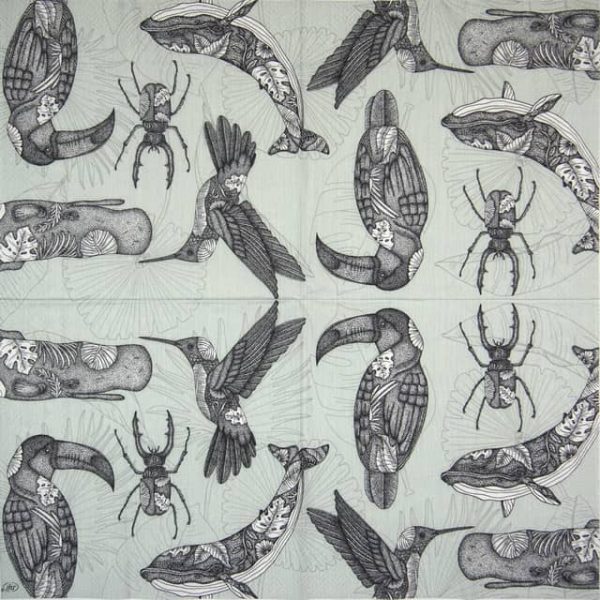 Paper Napkin - Tattoo Animals grey