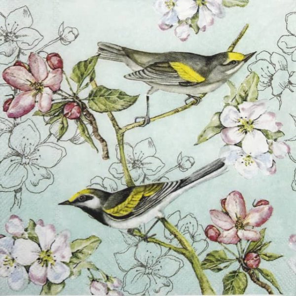 Cocktail Napkin - Birds Symphony green