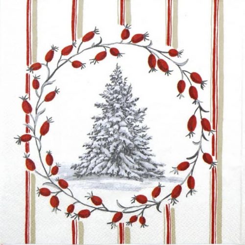 Paper Napkin - Snowy Tree Red