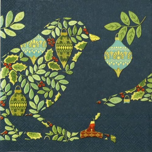 Paper Napkin - Festive Bird blue