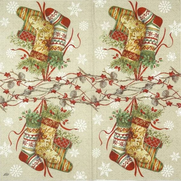 Paper Napkin - Decorative Stocking