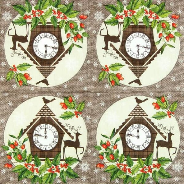 Paper Napkin - Winter Clock