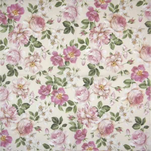 Paper Napkin - Roses Glory cream - Image 2