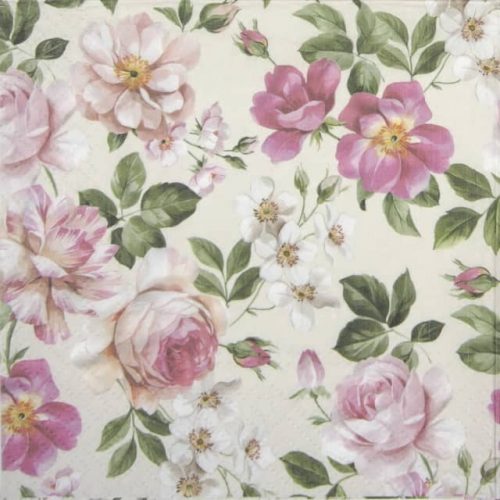 Lunch Napkins (20) - Roses Glory cream