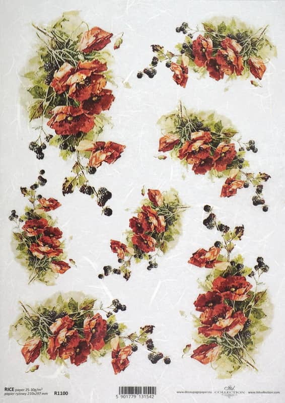 Rice Paper - Vintage Poppy