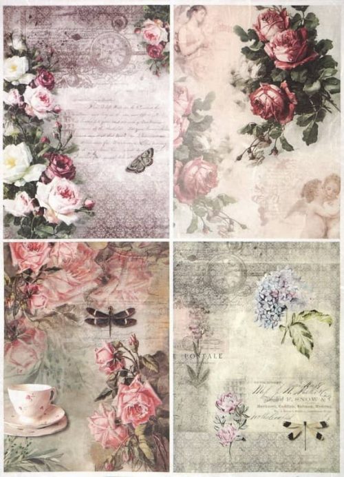 Rice Paper - Vintage Roses Split