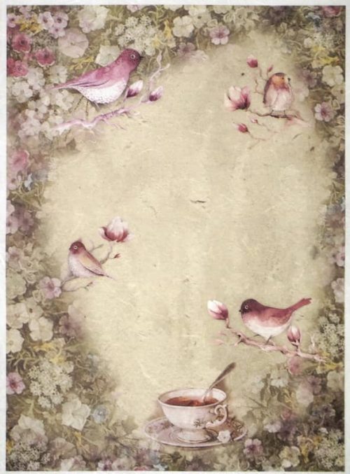 Rice Paper - Little birds and a tea-
