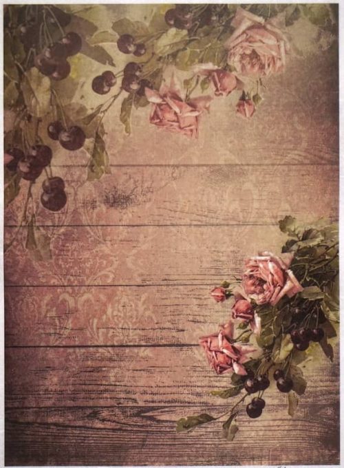 Rice Paper - Cherry and Roses Wallpaper