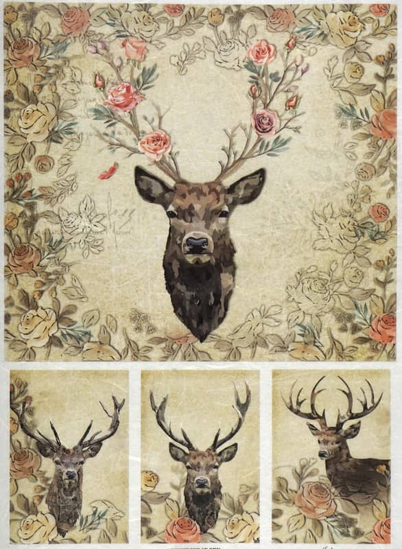 Rice Paper - Stags and Roses -