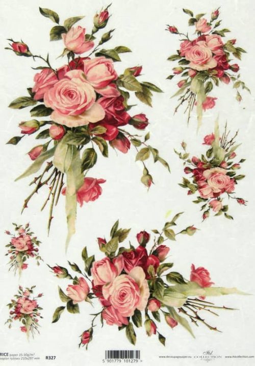 Rice Paper - Vintage Rose Bouquet