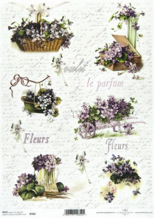 Rice Paper - Vintage Roses Violet-