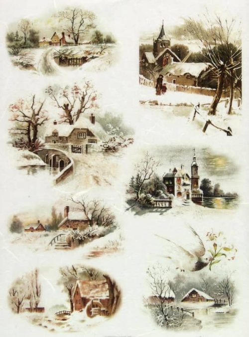 Rice Paper - Winter Landscape Village