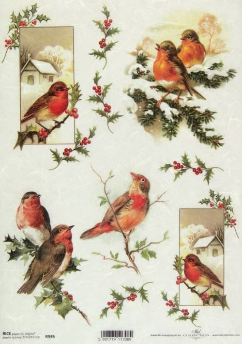 Rice Paper - Vintage Winter Birds-