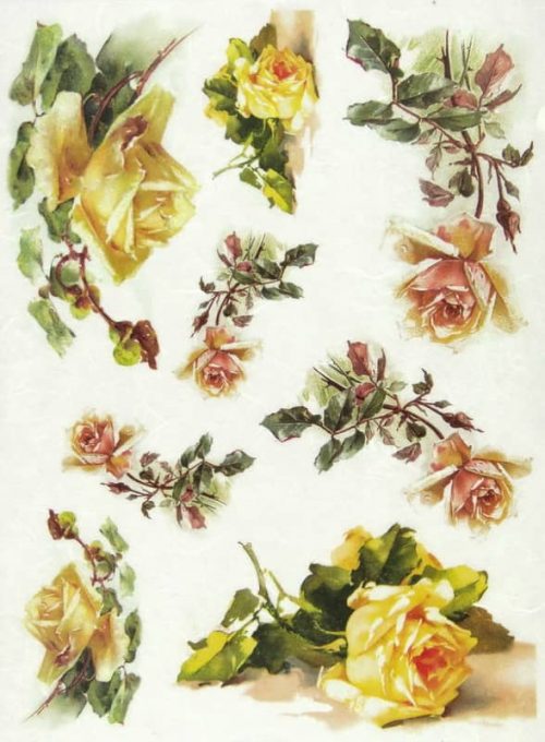 Rice Paper - Yellow Roses