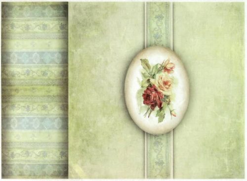 Rice Paper - Vintage Roses Green