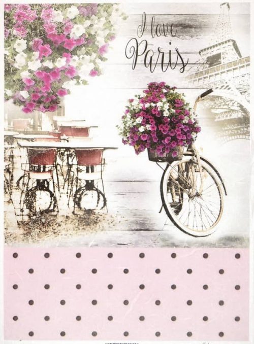 Rice Paper - Vintage Rose Paris Bike