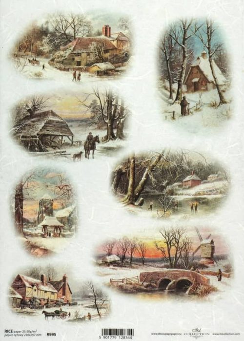 Rice Paper - Vintage Winter Cottage