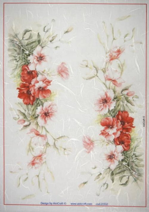 Rice Paper - Red bouquets