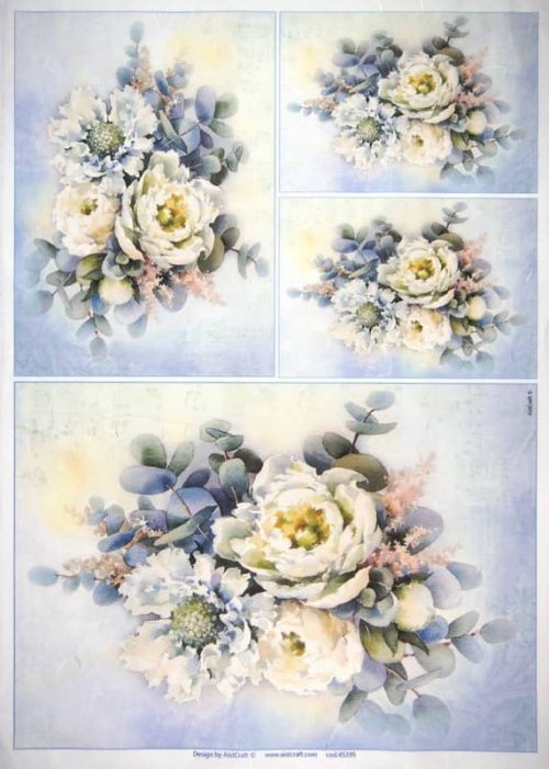 Rice Paper - White Roses Small 32x45cm