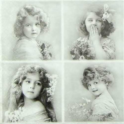 Paper Napkin - Four Flower Girls
