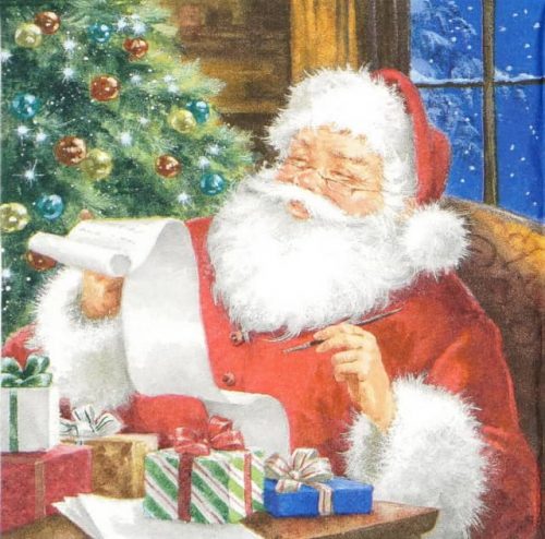 Lunch Napkins (20) - Santa Claus checking Wishlist