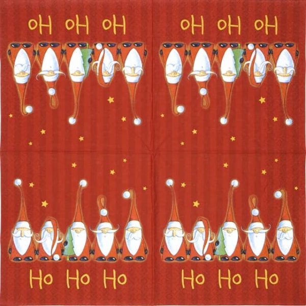 Paper Napkin - Santas Singing Ho Ho Ho