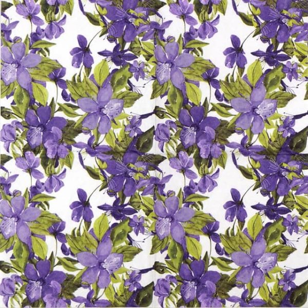 Cocktail Napkins - Flowering Clematis Lilac (20 pieces)