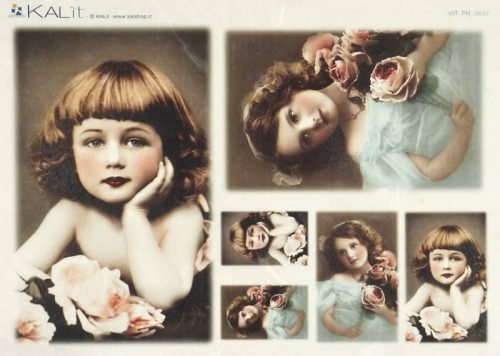 Rice Paper - Old Pictures Brown Hair Girls (22 x 32cm)