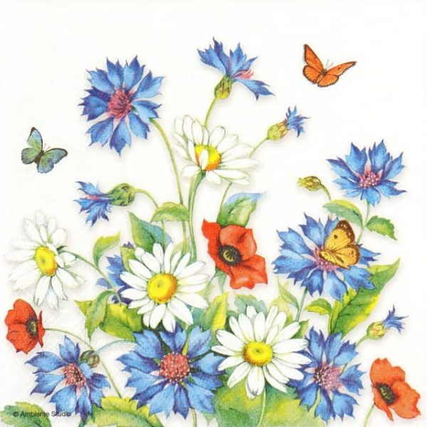 Single Decoupage Napkin - Cornflower