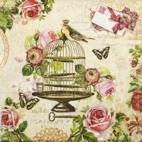 Paper Napkin - Bird on vintage cage