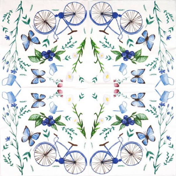 Paper Napkin - Blue Garden Bike - Image 2