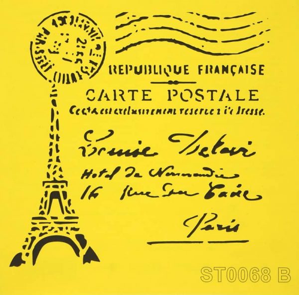 Stencil_ITD_ST0068B_Vintage postcard with Eiffel