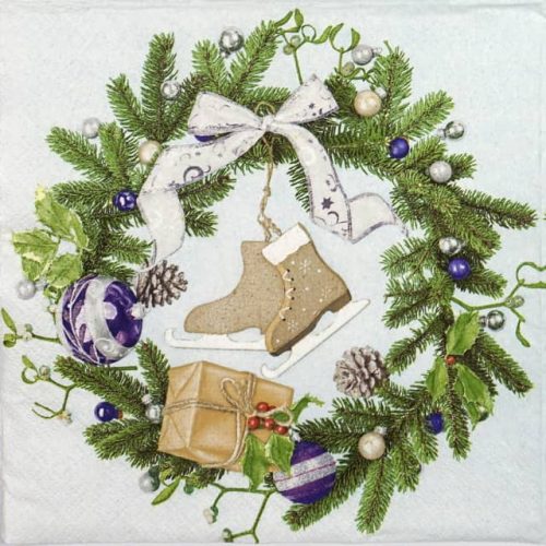 Paper Napkin - Christmas wreath with Ice Skates