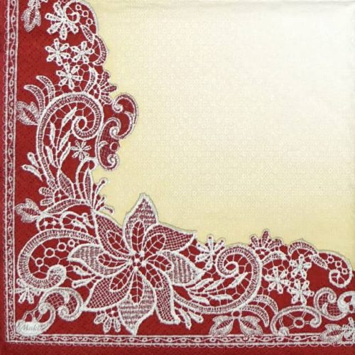 Paper Napkin - Red Lace Ornaments