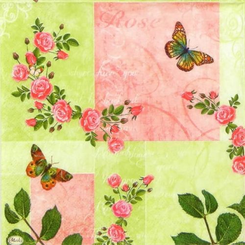 Paper Napkin - Rose garden green