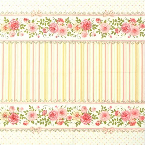 Paper Napkin - English Roses and Stripes