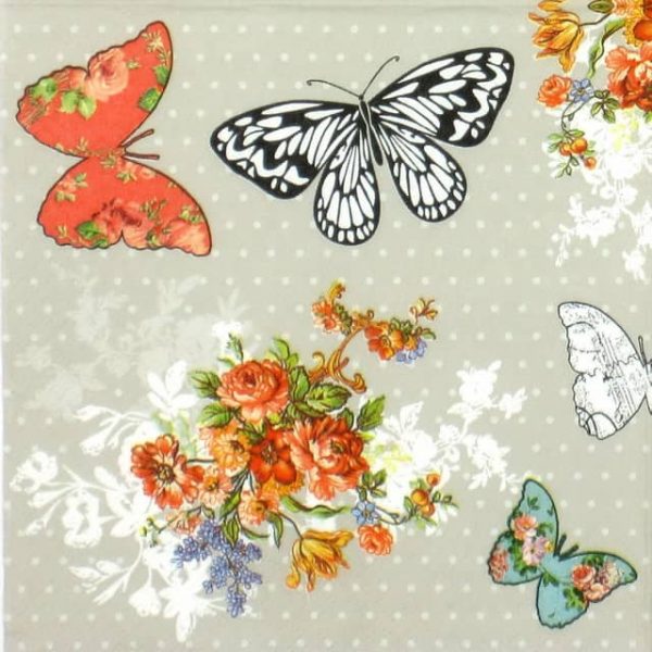 Paper Napkin - Roses Butterflies