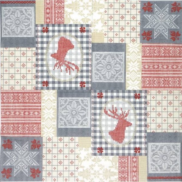 Paper Napkin - Luke Red-Grey Patchwork