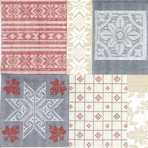 Paper Napkin - Luke Red-Grey Patchwork