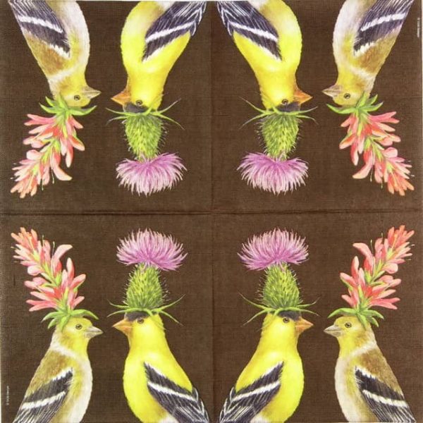 Paper Napkin - Vicki Sawyer: Goldfinch Couple