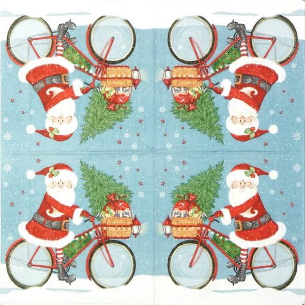 Paper Napkin - Santa on Bike - Image 2