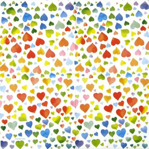 Paper Napkin - Colourful Hearts mix