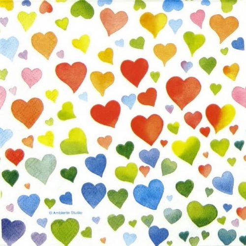 Paper Napkin - Colourful Hearts mix