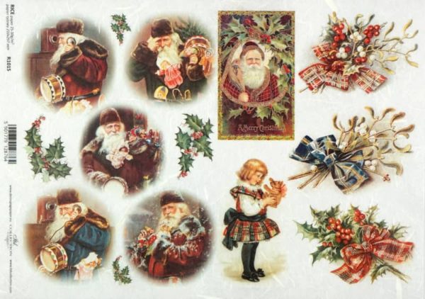 Rice Paper - Vintage Hallo Santa small