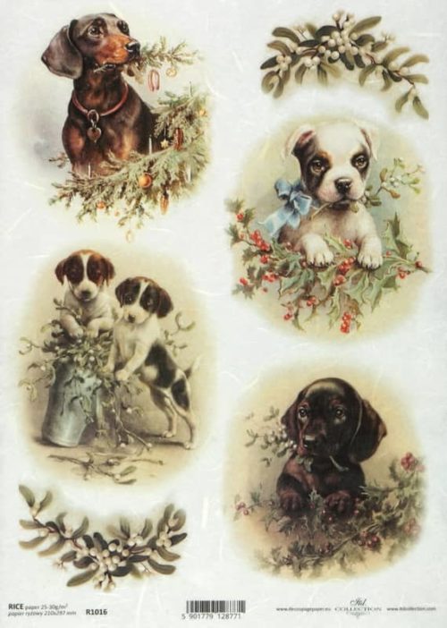 Rice Paper - Christmas dogs